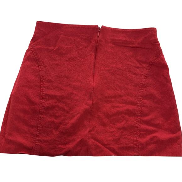 Zara Skirt Womens Small Red Linen Blend High Waist Mini Casual Summer - Picture 2 of 7